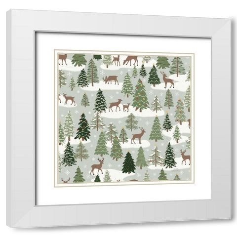 Christmas Village Pattern XI White Modern Wood Framed Art Print with Double Matting by Marshall, Laura