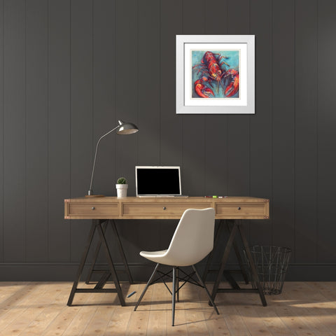 Lobster White Modern Wood Framed Art Print with Double Matting by Vertentes, Jeanette
