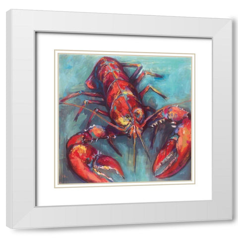 Lobster White Modern Wood Framed Art Print with Double Matting by Vertentes, Jeanette