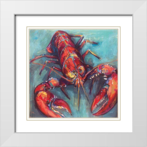 Lobster White Modern Wood Framed Art Print with Double Matting by Vertentes, Jeanette