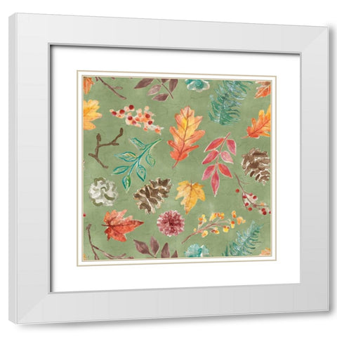 Autumn Friends Pattern IIF White Modern Wood Framed Art Print with Double Matting by Urban, Mary