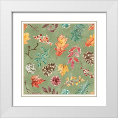 Autumn Friends Pattern IIF White Modern Wood Framed Art Print with Double Matting by Urban, Mary
