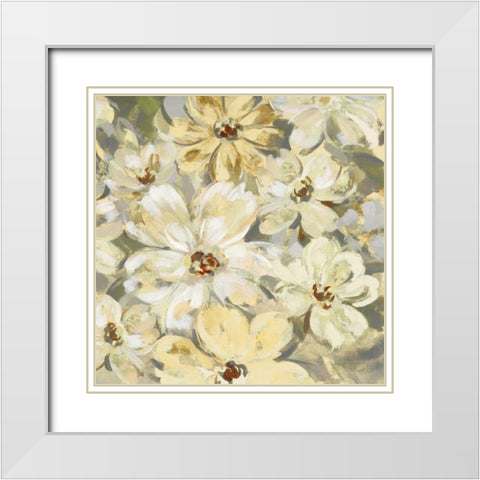 Scattered Spring Petals Neutral Gray Crop White Modern Wood Framed Art Print with Double Matting by Vassileva, Silvia