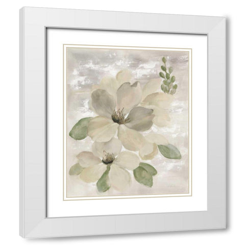 White on White Floral II Sage White Modern Wood Framed Art Print with Double Matting by Vassileva, Silvia