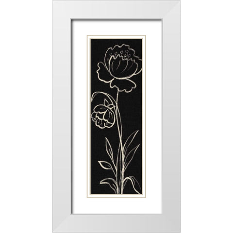 Black Floral II Crop White Modern Wood Framed Art Print with Double Matting by Vassileva, Silvia