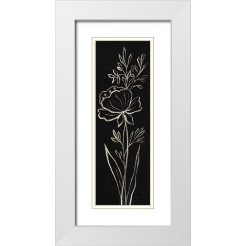 Black Floral III Crop White Modern Wood Framed Art Print with Double Matting by Vassileva, Silvia