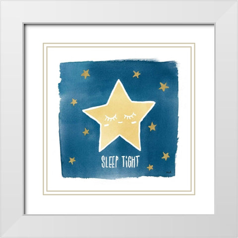 Night Sky Sleep Tight White Modern Wood Framed Art Print with Double Matting by Hershey, Moira