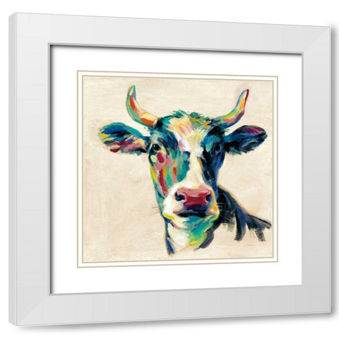 Expressionistic Cow II White Modern Wood Framed Art Print with Double Matting by Vassileva, Silvia