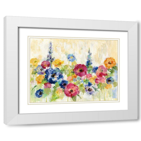 Sunshine Field Flowers White Modern Wood Framed Art Print with Double Matting by Vassileva, Silvia