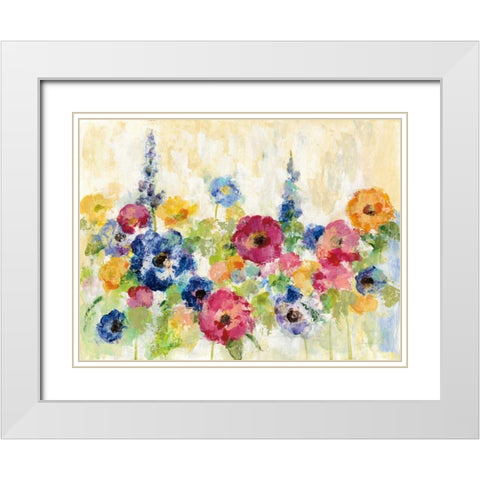 Sunshine Field Flowers White Modern Wood Framed Art Print with Double Matting by Vassileva, Silvia