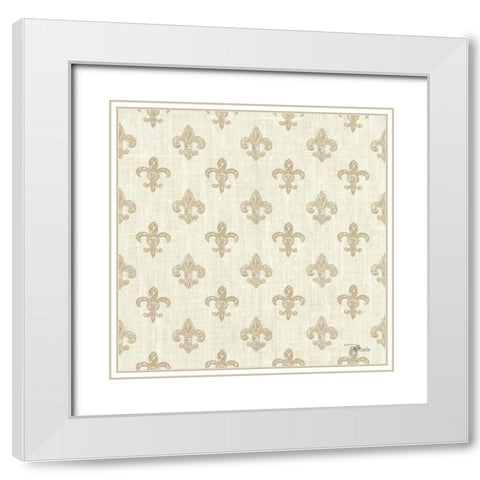 Paris Farmhouse Pattern IIIB White Modern Wood Framed Art Print with Double Matting by Pela Studio
