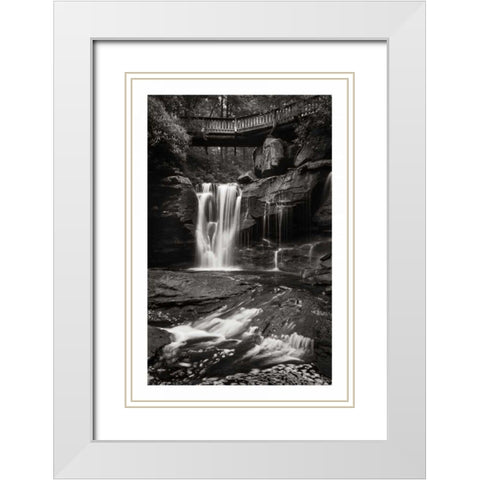 Elakala Falls West I BW White Modern Wood Framed Art Print with Double Matting by Majchrowicz, Alan