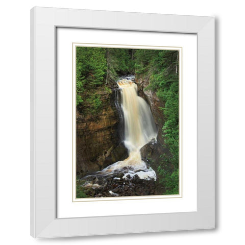 Miners Falls Michigan White Modern Wood Framed Art Print with Double Matting by Majchrowicz, Alan