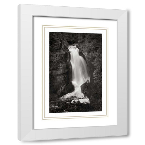 Miners Falls Michigan BW White Modern Wood Framed Art Print with Double Matting by Majchrowicz, Alan