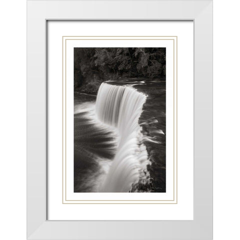 Tahquamenon Falls Michigan II BW White Modern Wood Framed Art Print with Double Matting by Majchrowicz, Alan