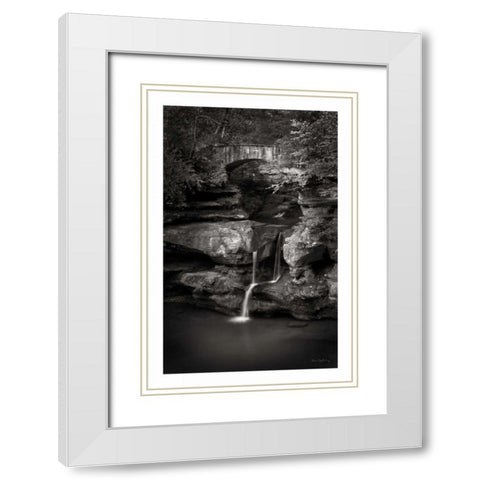 Upper Falls Old Mans Cave BW White Modern Wood Framed Art Print with Double Matting by Majchrowicz, Alan