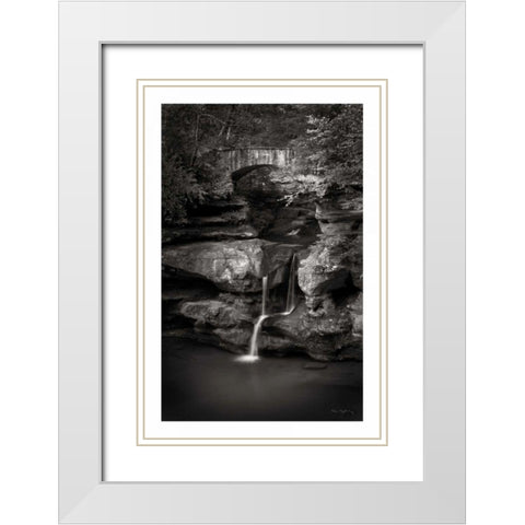 Upper Falls Old Mans Cave BW White Modern Wood Framed Art Print with Double Matting by Majchrowicz, Alan