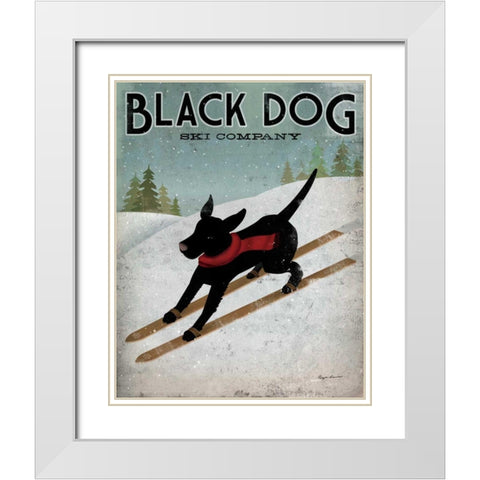Black Dog Ski White Modern Wood Framed Art Print with Double Matting by Fowler, Ryan