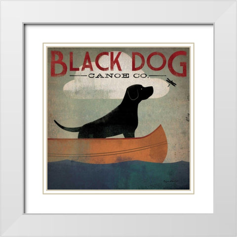 Black Dog Canoe White Modern Wood Framed Art Print with Double Matting by Fowler, Ryan