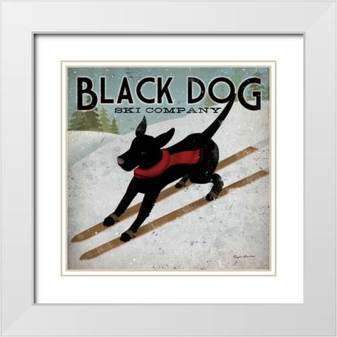 Black Dog Ski White Modern Wood Framed Art Print with Double Matting by Fowler, Ryan