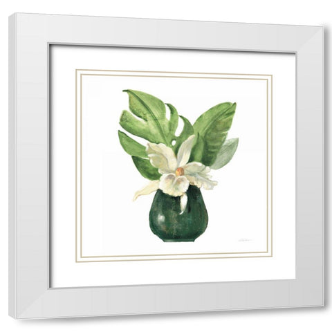 Tropical Leaves I on White White Modern Wood Framed Art Print with Double Matting by Vassileva, Silvia