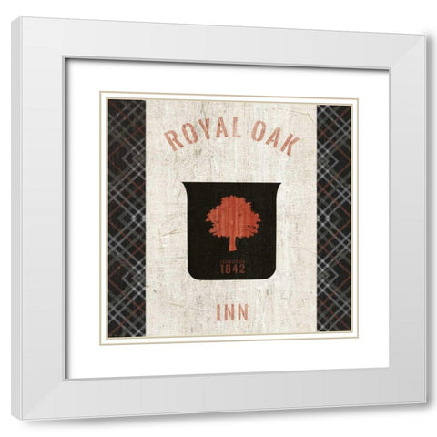Tartan Lodge Shield II White Modern Wood Framed Art Print with Double Matting by Wild Apple Portfolio