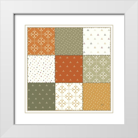 Harvest Village Pattern II White Modern Wood Framed Art Print with Double Matting by Marshall, Laura