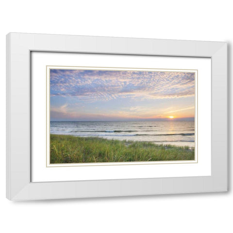 Lake Michigan Sunset II White Modern Wood Framed Art Print with Double Matting by Majchrowicz, Alan
