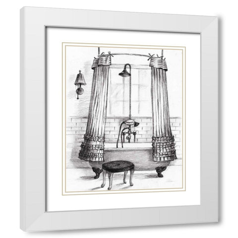 Elegant Bath I BW Crop White Modern Wood Framed Art Print with Double Matting by Vassileva, Silvia