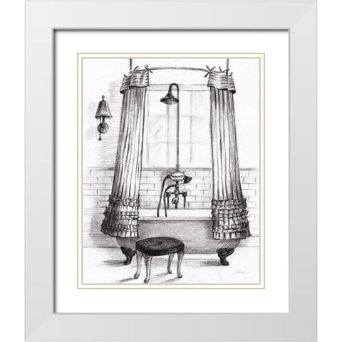 Elegant Bath I BW Crop White Modern Wood Framed Art Print with Double Matting by Vassileva, Silvia