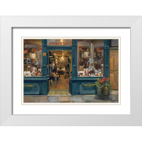 Parisian Wine Shop White Modern Wood Framed Art Print with Double Matting by Hageman, Marilyn