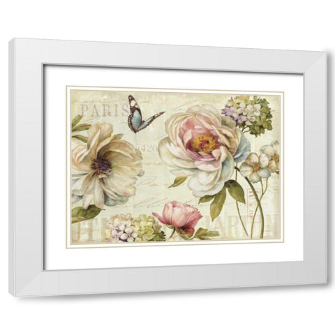 Marche de Fleurs IV White Modern Wood Framed Art Print with Double Matting by Audit, Lisa