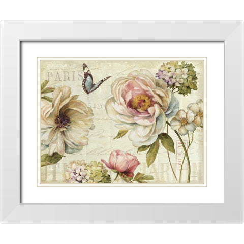 Marche de Fleurs IV White Modern Wood Framed Art Print with Double Matting by Audit, Lisa