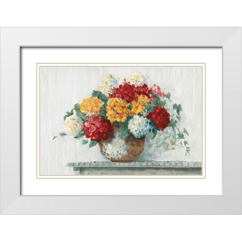 Fall Hydrangea Cottage Crop White Modern Wood Framed Art Print with Double Matting by Rowan, Carol