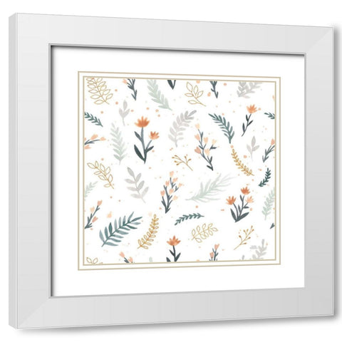 Spring Blooms Pattern VII White Modern Wood Framed Art Print with Double Matting by Marshall, Laura