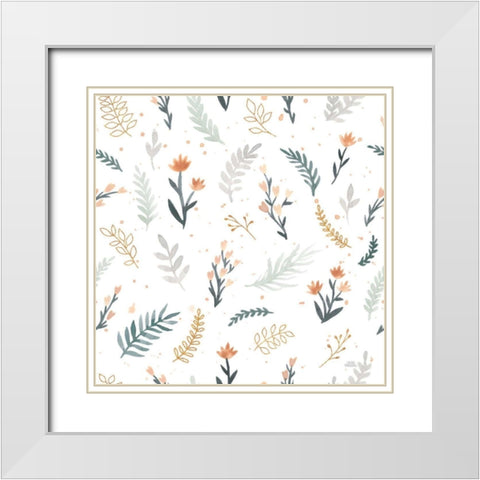 Spring Blooms Pattern VII White Modern Wood Framed Art Print with Double Matting by Marshall, Laura