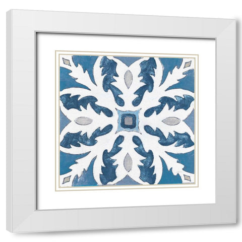 Gypsy Wall Tile 10 Blue Gray White Modern Wood Framed Art Print with Double Matting by Vassileva, Silvia