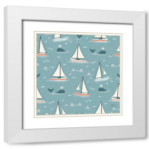 Seaside Village Pattern III White Modern Wood Framed Art Print with Double Matting by Marshall, Laura