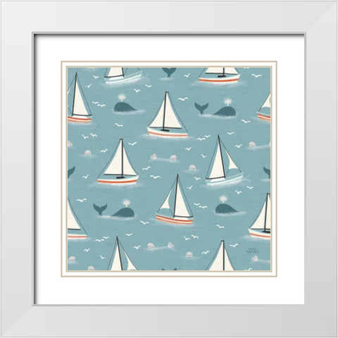 Seaside Village Pattern III White Modern Wood Framed Art Print with Double Matting by Marshall, Laura