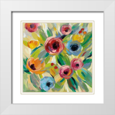 Vivid Coral Floral II White Modern Wood Framed Art Print with Double Matting by Vassileva, Silvia
