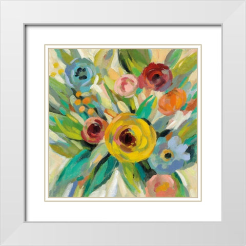 Vivid Coral Floral III White Modern Wood Framed Art Print with Double Matting by Vassileva, Silvia