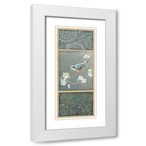 Nuthatch - Wag White Modern Wood Framed Art Print with Double Matting by Nai, Danhui