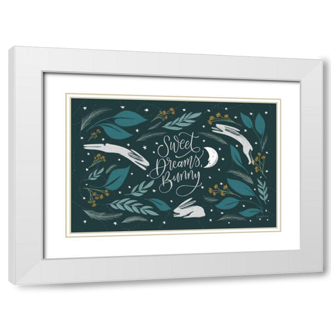 Sweet Dreams Bunny I White Modern Wood Framed Art Print with Double Matting by Thorns, Becky
