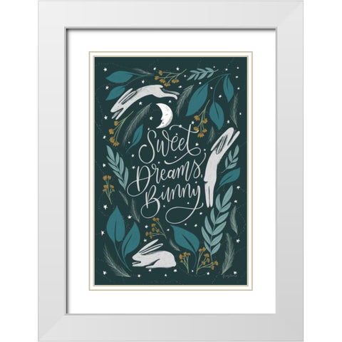 Sweet Dreams Bunny II White Modern Wood Framed Art Print with Double Matting by Thorns, Becky