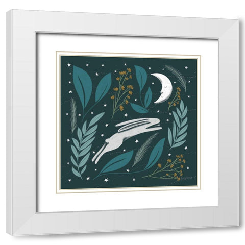 Sweet Dreams Bunny V White Modern Wood Framed Art Print with Double Matting by Thorns, Becky