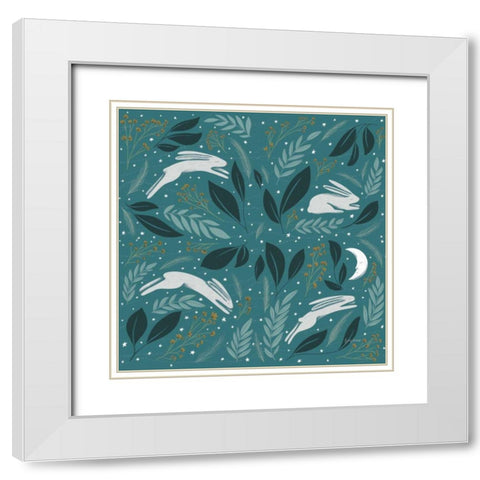 Sweet Dreams Bunny Pattern IB White Modern Wood Framed Art Print with Double Matting by Thorns, Becky