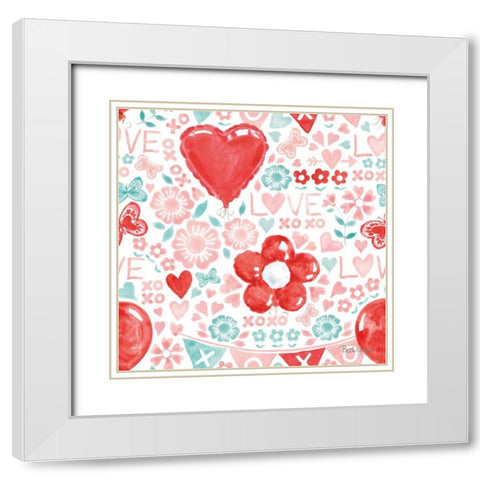 Paws of Love Pattern IVA White Modern Wood Framed Art Print with Double Matting by Grove, Beth