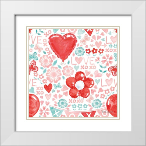 Paws of Love Pattern IVA White Modern Wood Framed Art Print with Double Matting by Grove, Beth