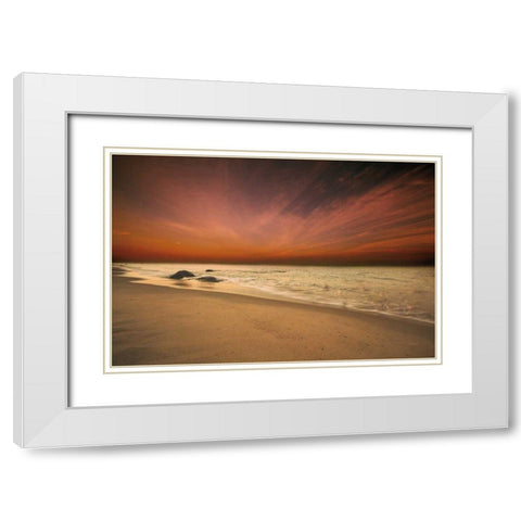 Marthas Vineyard Beach III White Modern Wood Framed Art Print with Double Matting by Aledanda
