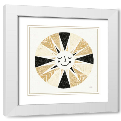 Sunshine Black Gold Sq White Modern Wood Framed Art Print with Double Matting by Mullan, Michael